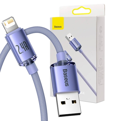 Attēls no Baseus Crystal Shine Lightning USB-A Cable 2.4A 2m / purple