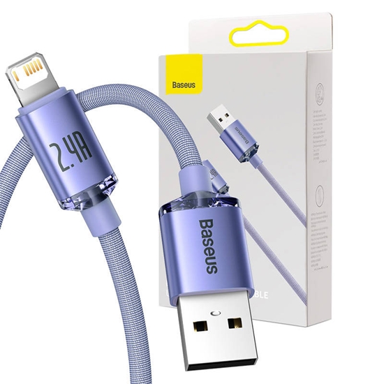 Picture of Baseus Crystal Shine Lightning USB-A Cable 2.4A 2m / purple
