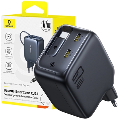 Picture of Baseus EnerCore CJ11 Charger Retractable 3C 67W EU, Black