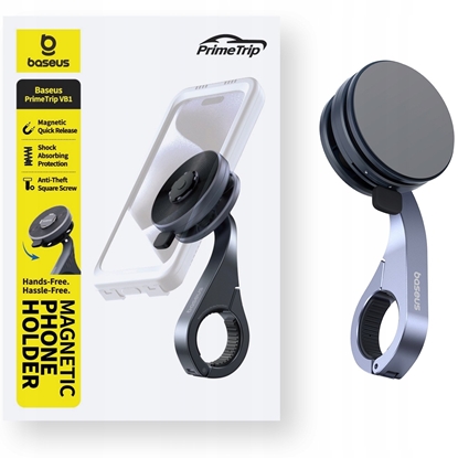 Изображение Baseus Uchwyt rowerowy Baseus PrimeTrip VB1 na telefon montowany na kierownic magnetyczny - szary