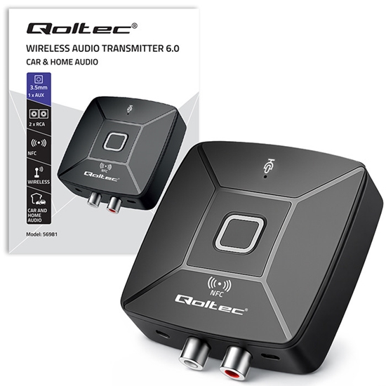 Picture of Bezvadu audio HiFi raidītājs/uztvērējs mājai un auto | Bluetooth 6.0 | NFC | 2 x RCA | 1 x 3.5mm | Q