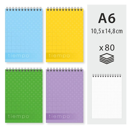 Attēls no Blociņš ar spirāli augšpusē A6, 80 lapas, rūtiņās