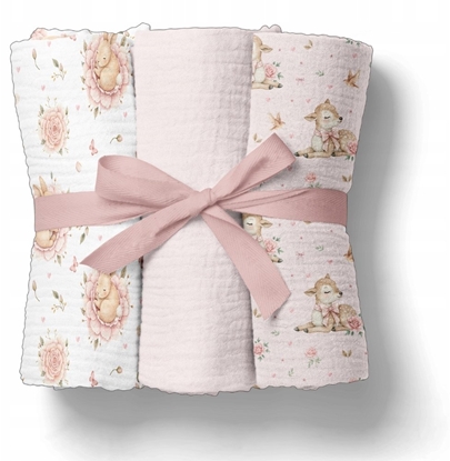 Picture of Bocioland 3039 PIELUSZKI MULINOWE 70X70 3-PACK RÓ BL303