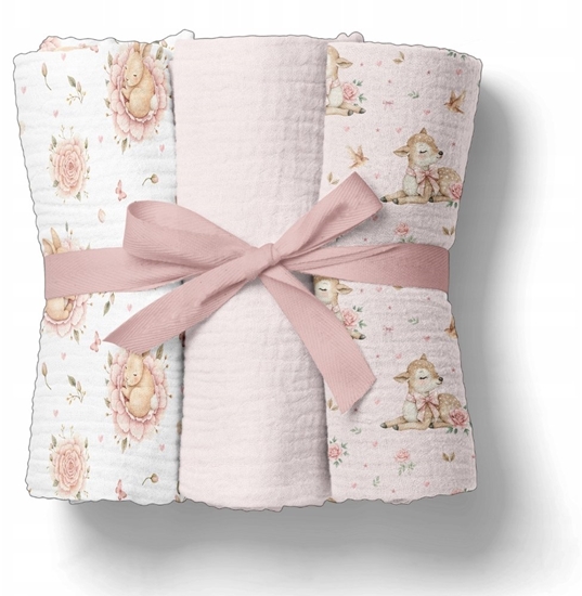 Picture of Bocioland 3039 PIELUSZKI MULINOWE 70X70 3-PACK RÓ BL303