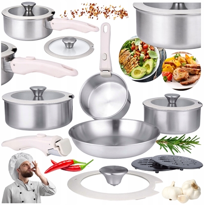 Attēls no Brunbeste Zestaw garnków garnki stalowe rondle komplet indukcja gaz 11-ELE BRUNBESTE BB-5558