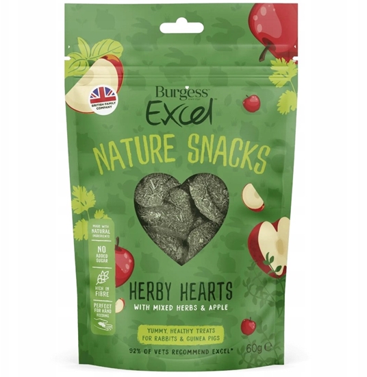 Изображение Burgess Excel Natures* Snack Herby Hearts 60 g