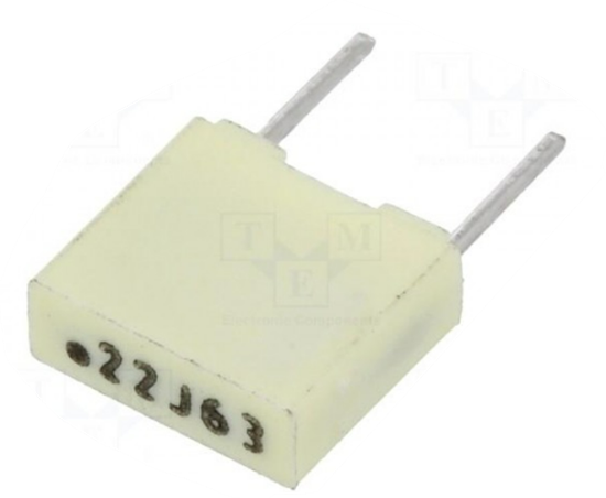 Изображение Capacitor: polyester; 220nF; 40VAC; 63VDC; Pitch: 5mm; ±5%