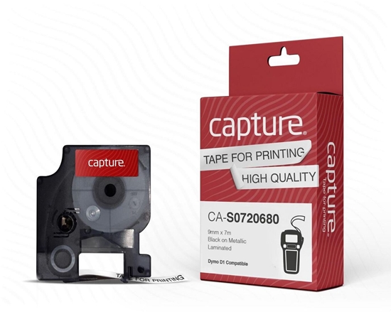 Изображение Capture 9mm x 7m Black on White Tape, CA-S0720680