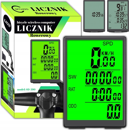 Picture of Carruzzo K455F LICZNIK ROWERWY BEZPRZEWODOWY LCD   PRO