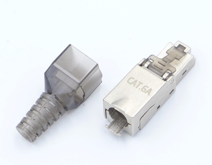 Attēls no CAT6A RJ45 ekranēts modulārs universāls spraudnis | CAT6A/CAT6/CAT5E | Bezinstrumenta montāžai
