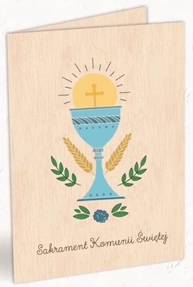 Attēls no Cozywood Karnet drewniany C6 Komunia kielich + koperta