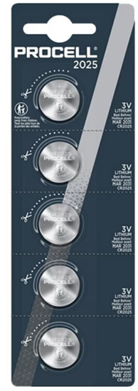 Изображение CR2025 baterijas 3V Duracell Procell litija 2025 blisterī 5 gb.