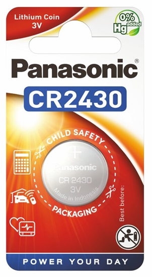 Изображение CR2430 baterijas 3V Panasonic litija iepakojumā 1 gb.