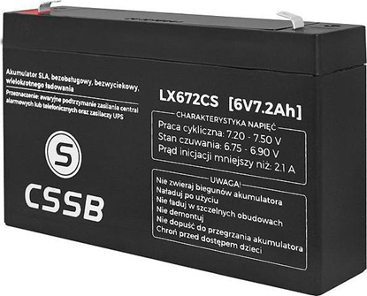 Attēls no CSSB Akumulator elowy 6V 7.2Ah