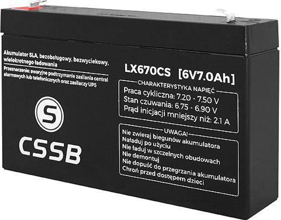 Picture of CSSB Akumulator elowy 6V 7Ah