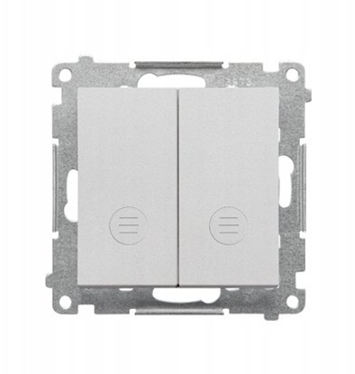 Picture of cznik schodowy Kontakt-Simon 55 TW6/2L2.01/X/143 podwójny z podwietleniem bez piktogramu, osobne podw. dla kadego klawisza modu 10 AX, 250V~, szybkozcza aluminium mat