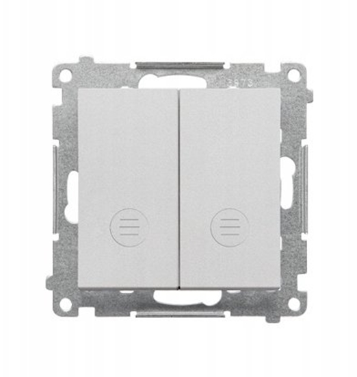 Picture of cznik schodowy Kontakt-Simon 55 TW6/2L2.01/X/143 podwójny z podwietleniem bez piktogramu, osobne podw. dla kadego klawisza modu 10 AX, 250V~, szybkozcza aluminium mat
