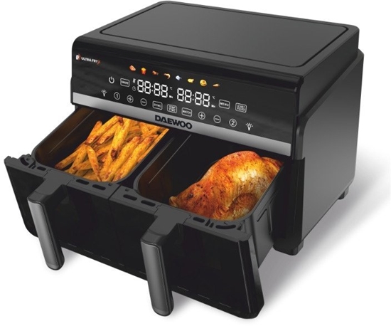 Picture of Daewoo DAF 2X1100 LRB Dual Hot Air Fryer, 1100 W + 1100 W, LED display, 5 L + 5 L capacity