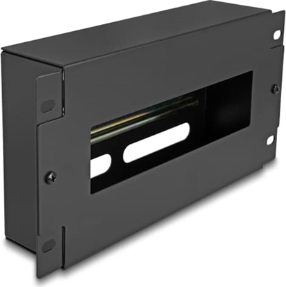 Picture of Delock 10″ Circuit-breaker strip with cover and DIN rail 3U metal black