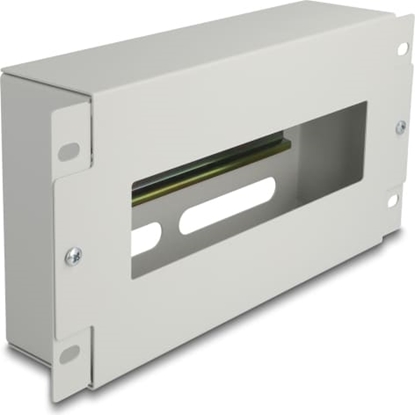 Picture of Delock 10″ Circuit-breaker strip with cover and DIN rail 3U metal grey