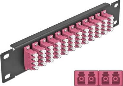 Picture of Delock 10″ Fiber Optic Patch Panel 12 Port LC Quad violet 1U black