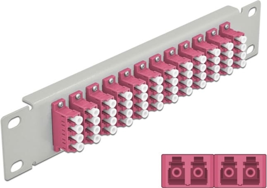 Picture of Delock 10″ Fiber Optic Patch Panel 12 Port LC Quad violet 1U grey