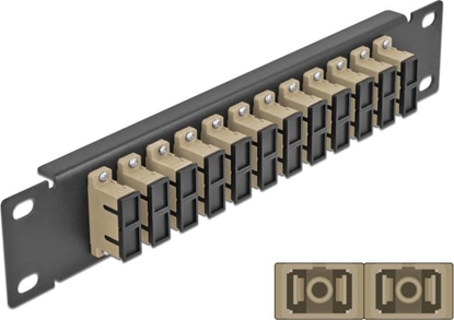 Picture of Delock 10″ Fiber Optic Patch Panel 12 Port SC Duplex beige 1U black