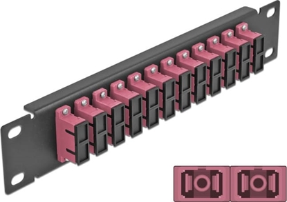 Picture of Delock 10″ Fiber Optic Patch Panel 12 Port SC Duplex violet 1U black