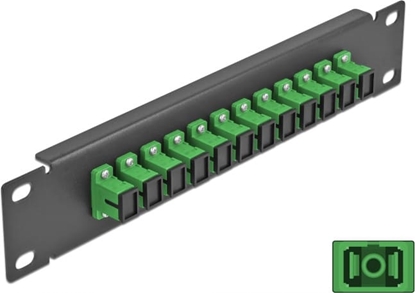 Picture of Delock 10″ Fiber Optic Patch Panel 12 Port SC Simplex green 1U black