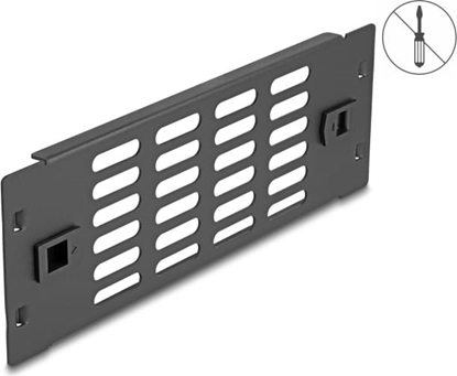 Picture of Delock 10″ Network Cabinet Panel with ventilation slots tool free 2U black