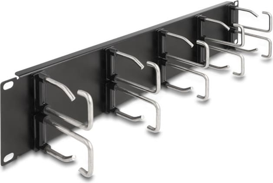Изображение Delock 19″ Cable Management Routing Panel with 10 metal hooks 2U black