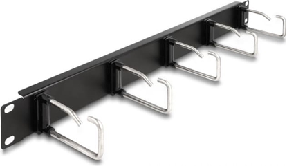 Изображение Delock 19″ Cable Management Routing Panel with 5 metal hooks 1U black