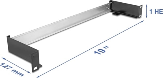 Picture of Delock 19″ DIN rail panel for horizontal or vertical installation 1U metal black