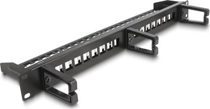 Изображение Delock 19″ Keystone Patch Panel 16 port with 3 hooks and strain relief 1U black