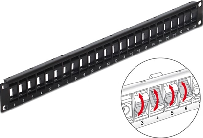 Изображение Delock 19″ Keystone Patch Panel 24 Port rotatable black