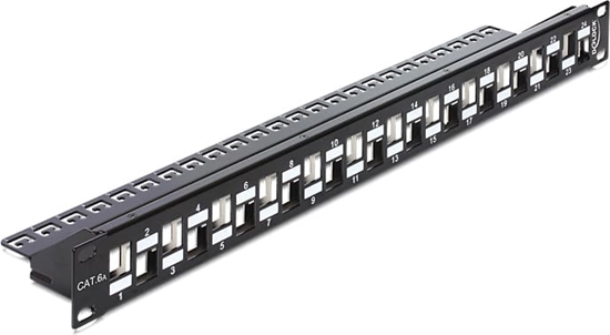 Изображение Delock 19″ Keystone Patch Panel 24 Port staggered black
