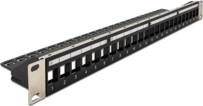Изображение Delock 19″ Keystone Patch Panel 24 port with strain relief black