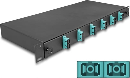 Picture of Delock 19″ Optical Fiber Splice Box 6 x SC Duplex OM3 1U complete assembled