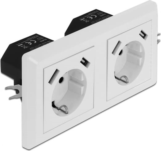 Picture of Delock 2-Way Wall Socket with 4 x USB Type-A Charging Port 2 x 2.8 A