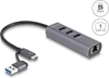 Picture of Delock 3 Port USB 5 Gbps Hub + Gigabit LAN with USB Type-C™ or USB Type-A connector in metal case