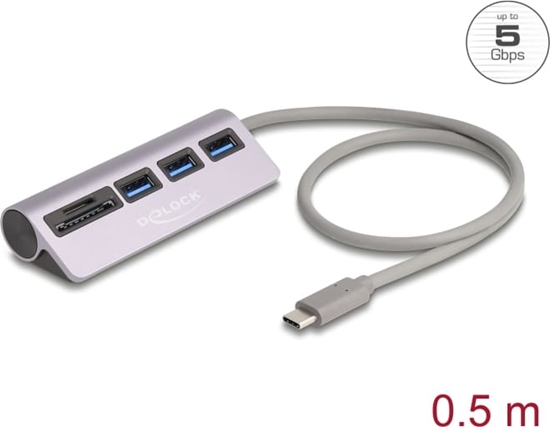 Picture of Delock 3 Port USB 5 Gbps Hub including SD and Micro SD Card Reader with USB Type-C™ connector