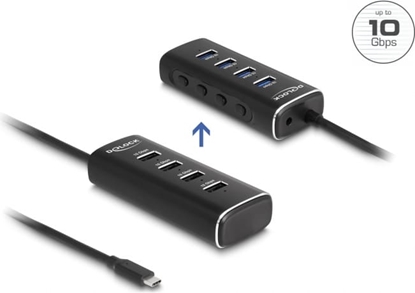 Picture of Delock 4 Port USB 10 Gbps Hub with USB Type-C™ connector 60 cm Cable and Switch for each port