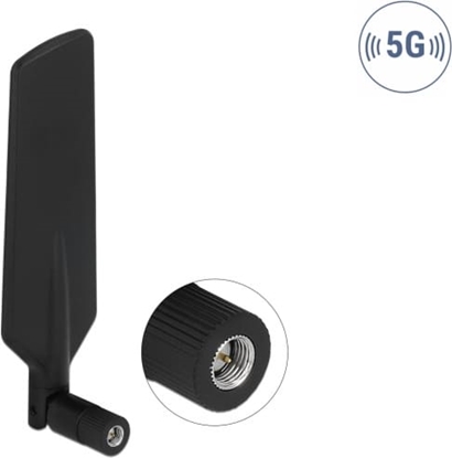 Attēls no Delock 5G LTE Antenna SMA plug -1 - 3 dBi omnidirectional rotatable with tilt joint black