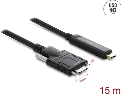 Attēls no Delock Active Optical Cable USB 10 Gbps USB Type-C™ male to Type Micro-B male with screws 15 m