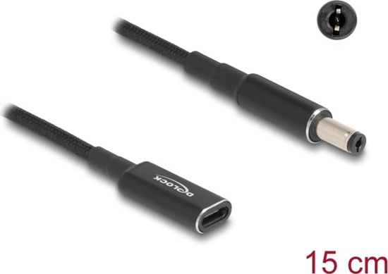 Picture of Delock Adapter cable for Laptop Charging Cable USB Type-C™ female to 5.5 x 2.1 mm male 15 cm