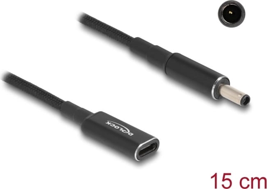 Picture of Delock Adapter cable for Laptop Charging Cable USB Type-C™ female to Dell 4.5 x 3.0 mm male 15 cm