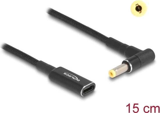 Picture of Delock Adapter cable for Laptop Charging Cable USB Type-C™ female to HP 4.8 x 1.7 mm male 90° angled 15 cm