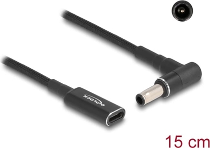 Attēls no Delock Adapter cable for Laptop Charging Cable USB Type-C™ female to Samsung 5.5 x 3.0 mm male 90° angled 15 cm