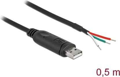 Attēls no Delock Adapter cable USB 2.0 Type-A to Serial RS-232 with 3 open wires 0.5 m