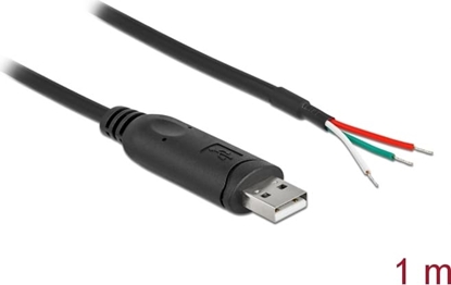 Attēls no Delock Adapter cable USB 2.0 Type-A to Serial RS-232 with 3 open wires 1 m
